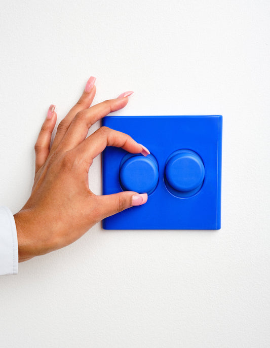 Switch T-2 double toggle switch cover in Azure, installed, view 2