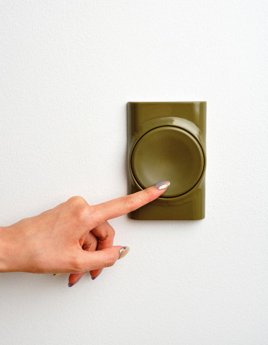 Switch R-1 rocker switch cover in Olea, installed, view 2